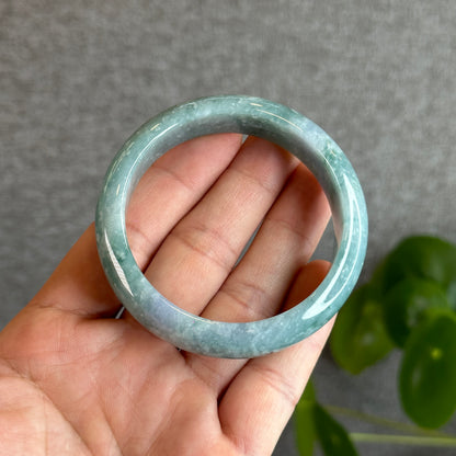 Water Green Jadeite Jade Bangle Leaf Style Size 55 mm