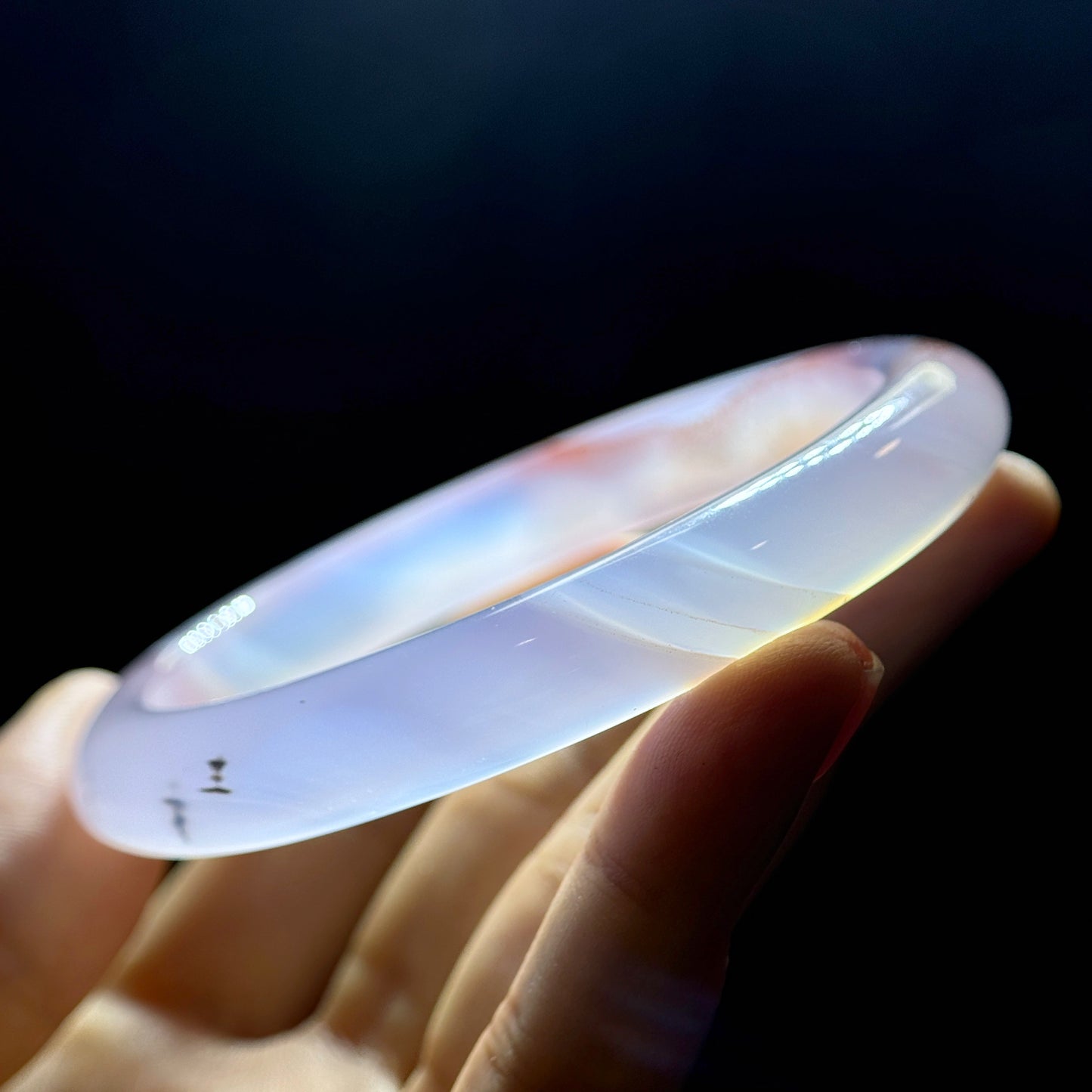 Natural Cinnibar Agate Bangle Leaf Style Size 62 mm
