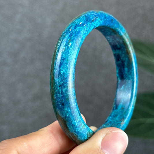 Natural Chrysocolla Bangle Leaf Style Size 56 mm