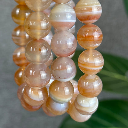 Botswana Pink Light Stripes Agate Bracelet Size 12.5 mm