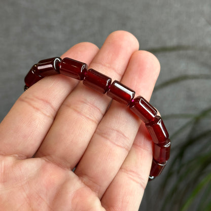 Garnet Cylinder Bracelet Size 8 mm