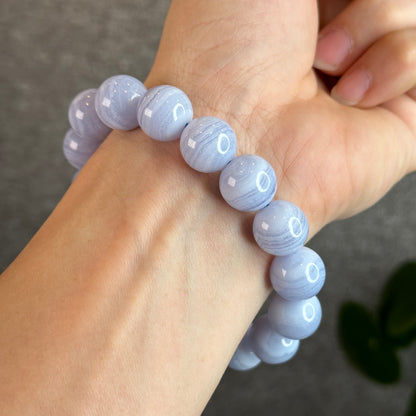 Natural Blue Lace Agate Bracelet Size 13.8 mm