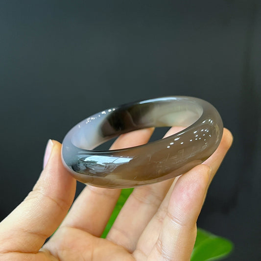 Natural Agate Bangle Leaf Style Size 57 mm