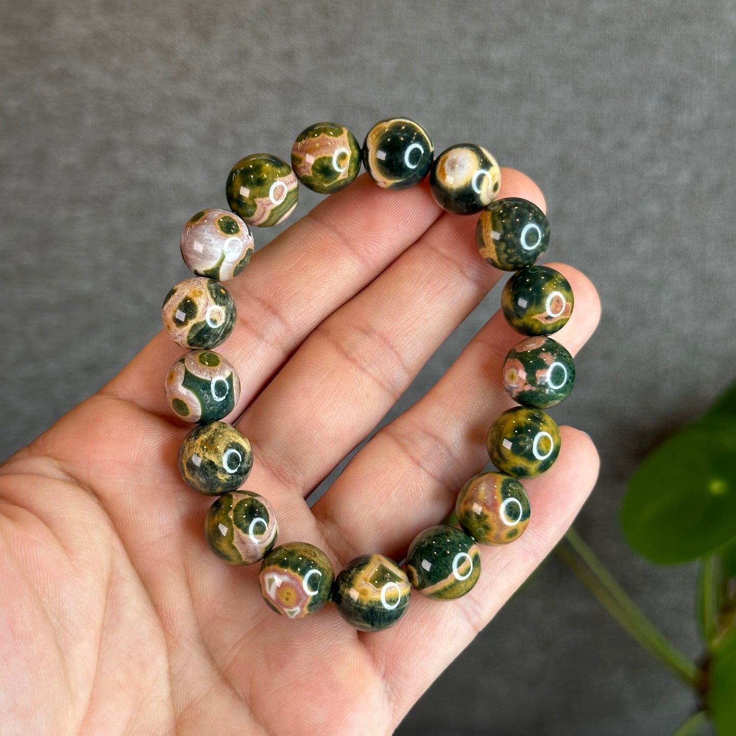 Green Multi Colour Ocean Jasper Bracelet Size 12.5 mm