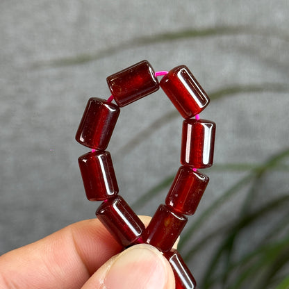 Garnet Cylinder Bracelet Size 8 mm