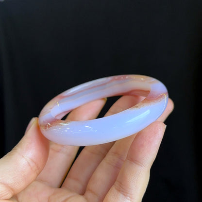 Special Natural Agate Bangle Leaf Style Size 53 mm