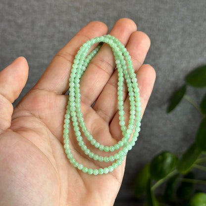 Apple Green Jadeite Jade Triple Wrap Bracelet Size 4 mm