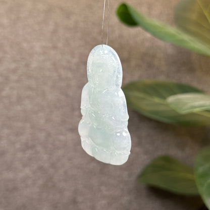 Quan The Am Buddha Jadeite Jade Type A Light Water Green Pendant