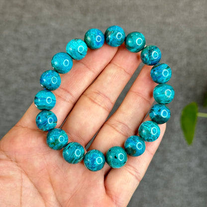 Aqua Blue with Copper Natural Chrysocolla Bracelet Size 11.5 mm