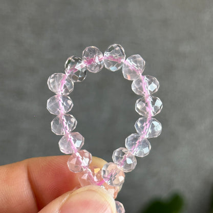 Rose Quartz Faceted Rondell Bracelet Size 7 mm