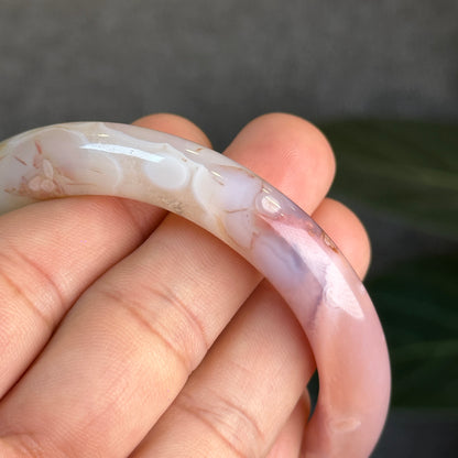 Floral Agate Bangle Chopstick Style Size 56 mm