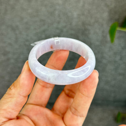 Natural Lavender with One Dot of Orange Jadeite Jade Type A Oval Leaf Style Bangle Size 51-52 mm mm Certificate 296365