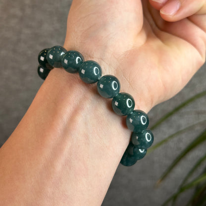 Natural Dark Blue Water Jadeite Jade Bracelet Size 11.8 mm