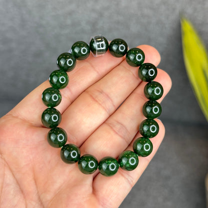 Natural Nephrite Jade Bracelet Size 10 mm - High Quality
