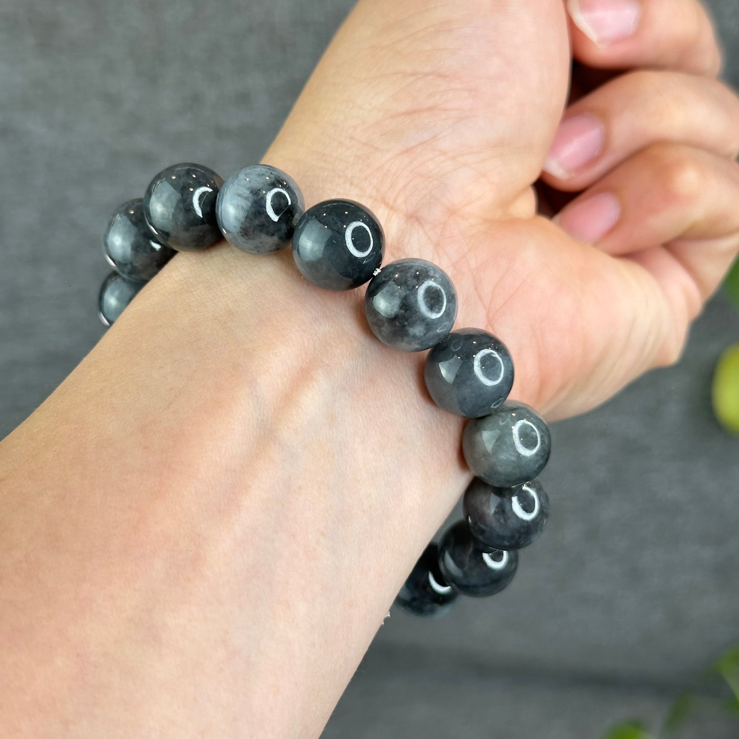 Natural Black Jadeite Jade Bracelet Size 13 mm