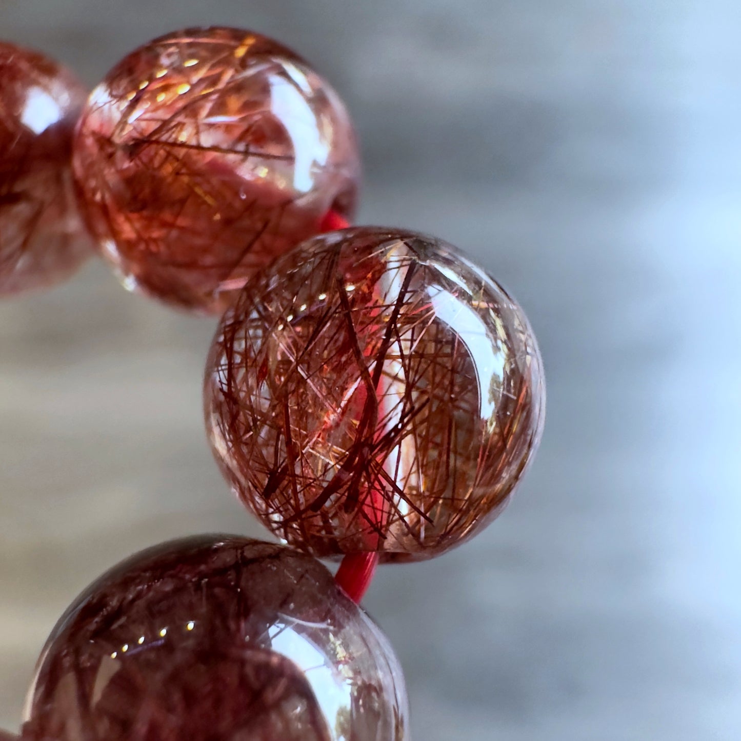 Red Rutilated Quartz Bracelet Size 7.5 mm