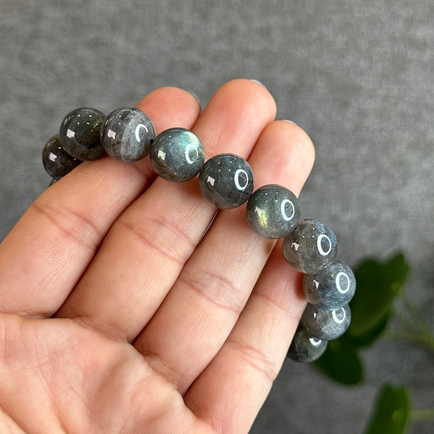 Natural Galaxy Dark Labradorite Bracelet Size 12.5 mm