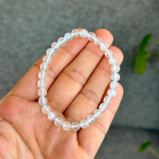 Natural Blue Moonstone Bracelet Size 6 mm