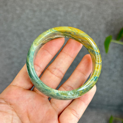 Colourful Natural Chalcedony Bangle Leaf Style Size 58.2 mm