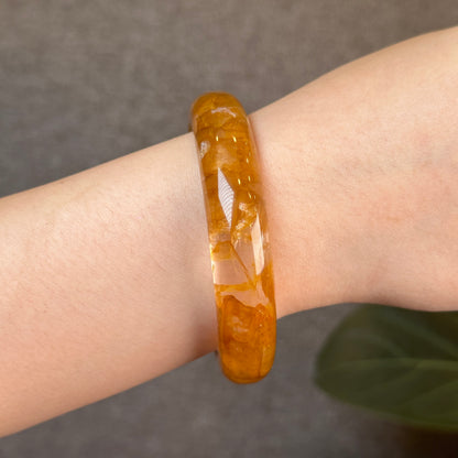 Fire Quartz Golden Healer Bangle Leaf Style Size 57.5 mm