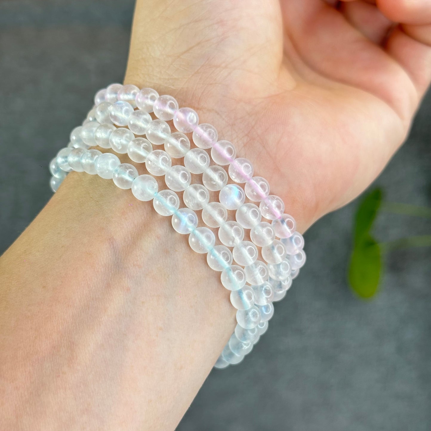 Natural Blue Moonstone Bracelet Size 6 mm