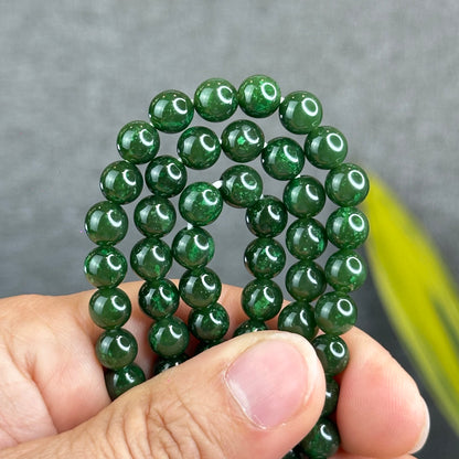 Natural Nephrite Jade High Quality Triple Wrap (108 Bead) Bracelet Size 7 mm