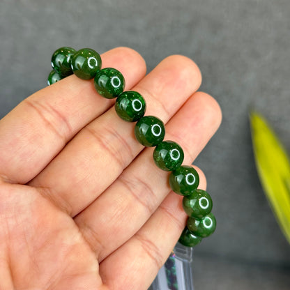 Natural Nephrite Jade Bracelet Size 10 mm - High Quality
