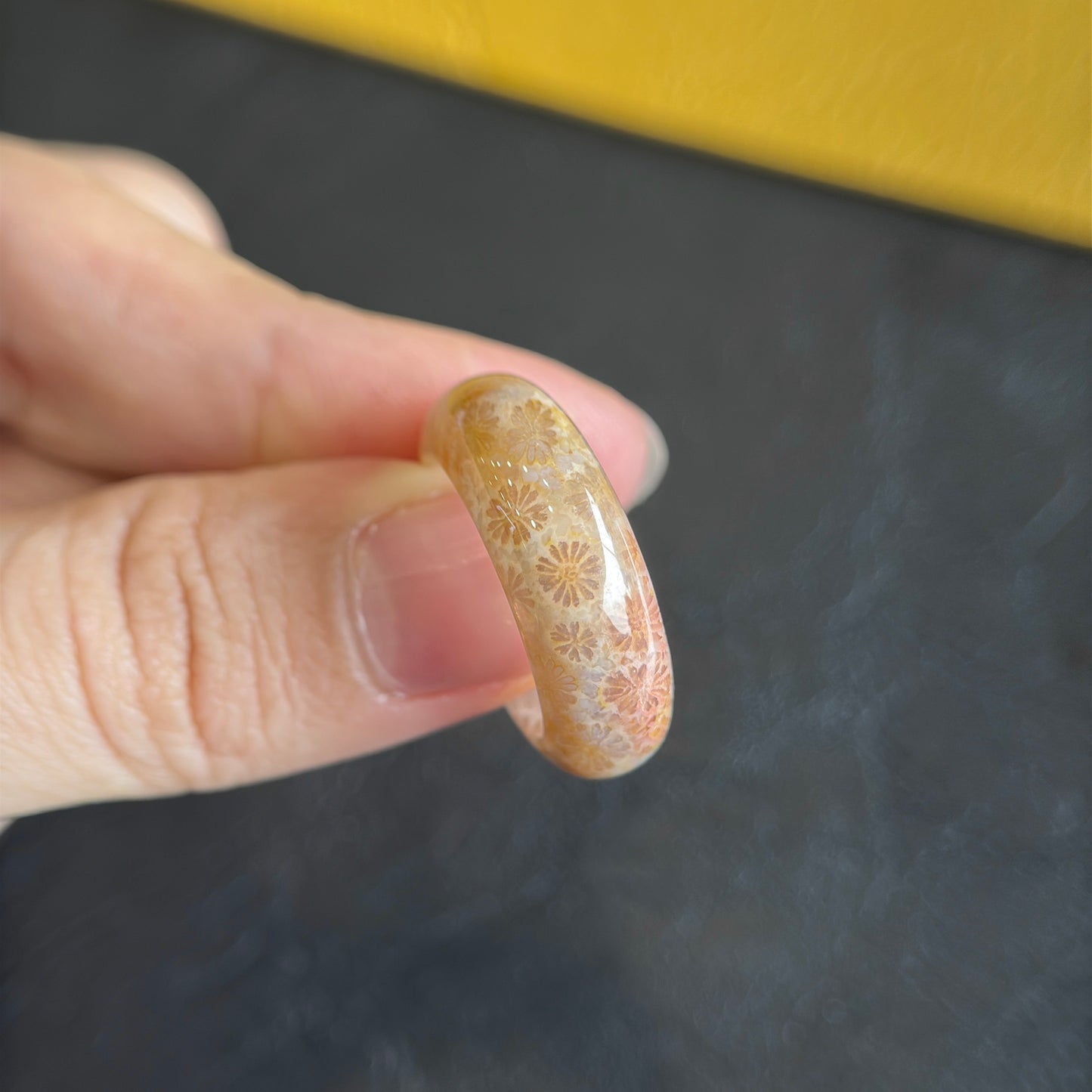 Coral Fossil Ring Size 1.8