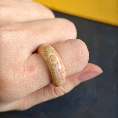 Coral Fossil Ring Size 1.8