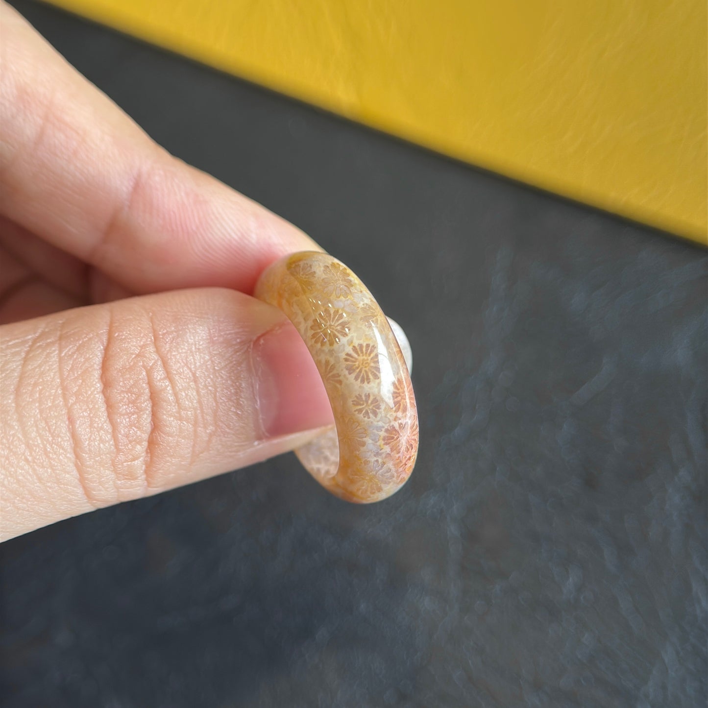 Coral Fossil Ring Size 1.8