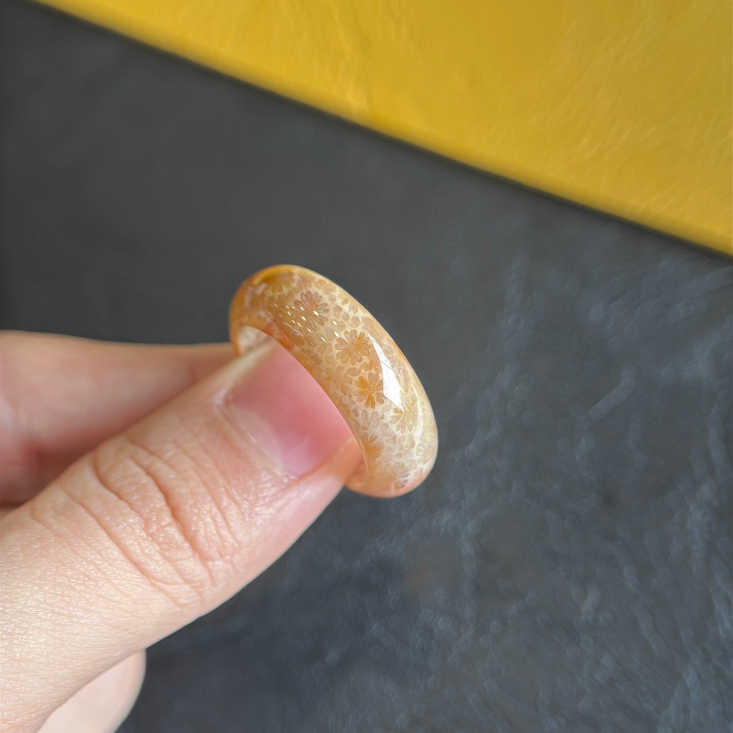 Coral Fossil Ring Size 1.9