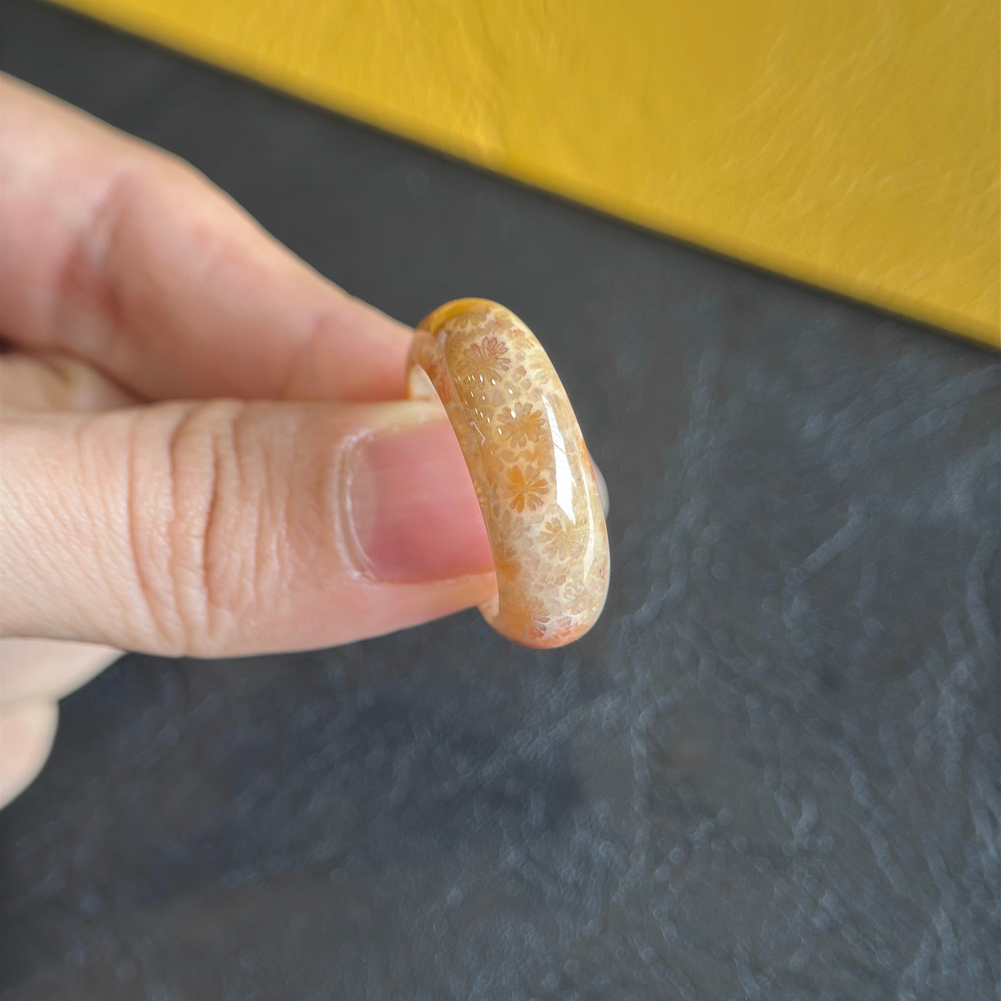 Coral Fossil Ring Size 1.9