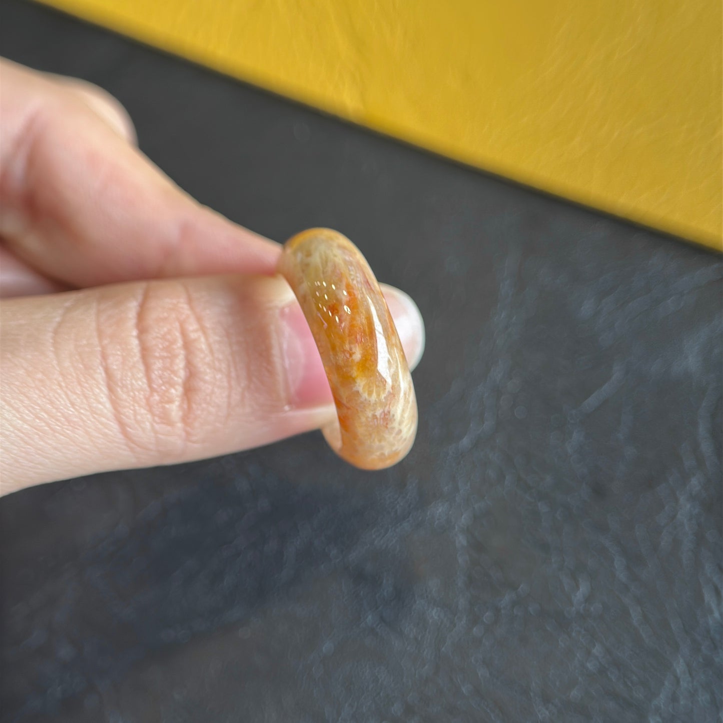 Coral Fossil Ring Size 1.9