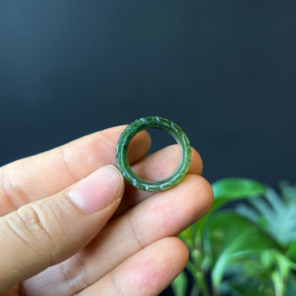 Nephrite Jade Carved Ring Size 1.6