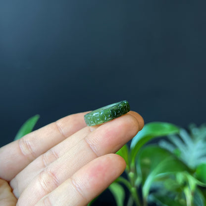 Nephrite Jade Carved Ring Size 1.6