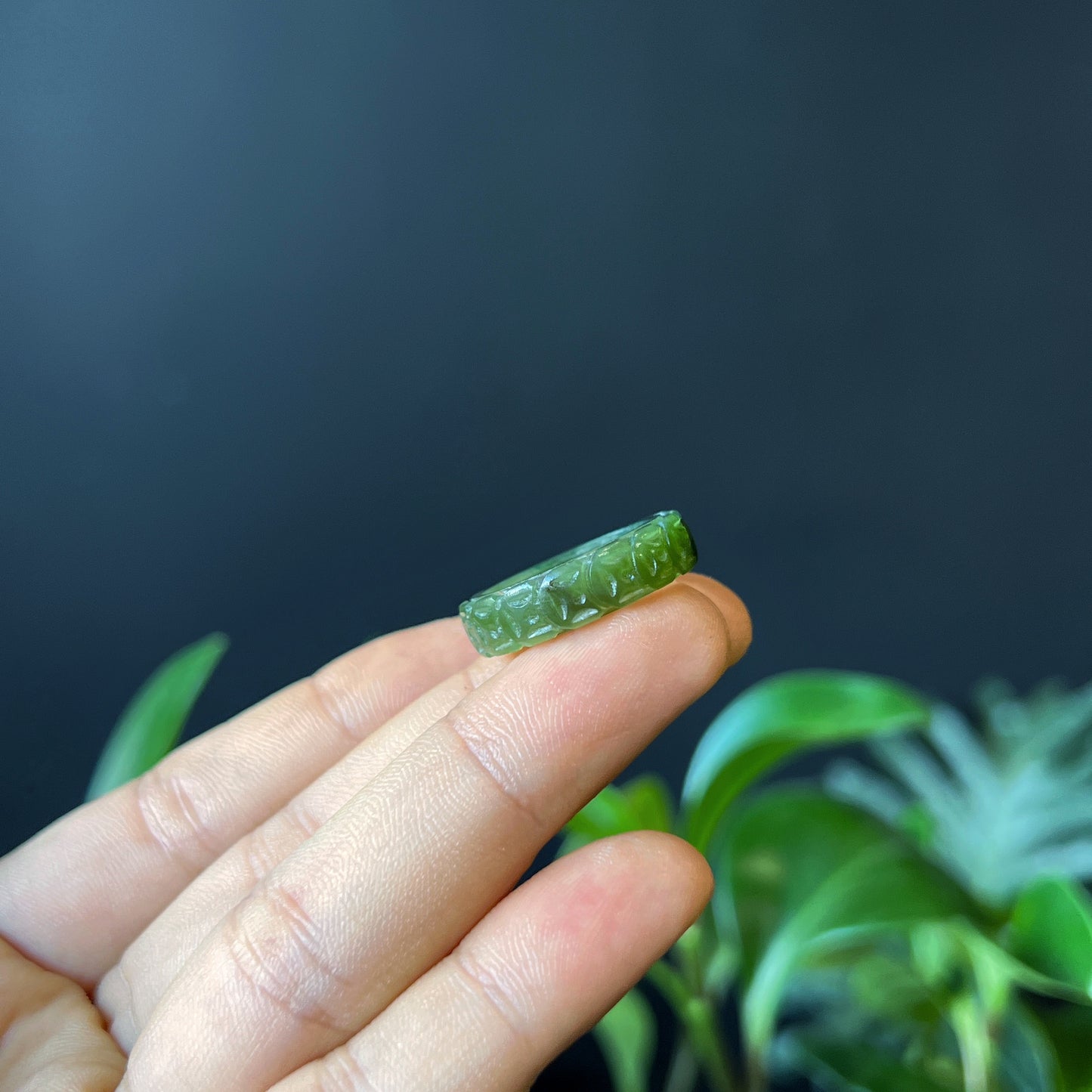 Nephrite Jade Carved Ring Size 1.6