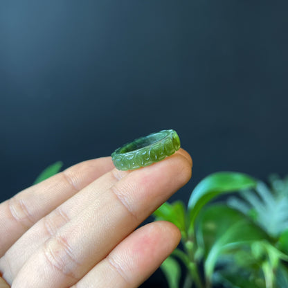 Nephrite Jade Carved Ring Size 1.6