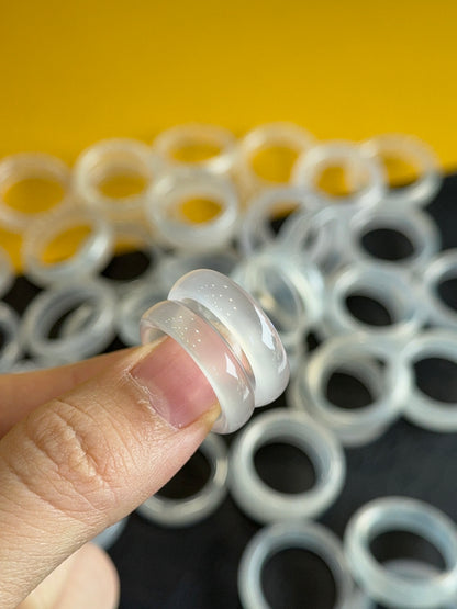 Natural Clear Agate Ring Size 1.65