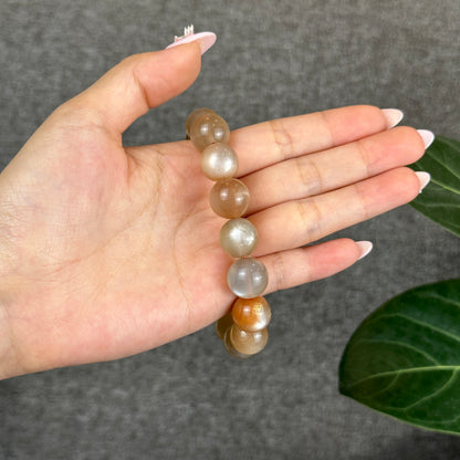 Peach Sunstone Moonstone Bracelet Size 13 mm