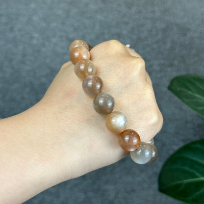 Peach Sunstone Moonstone Bracelet Size 13 mm