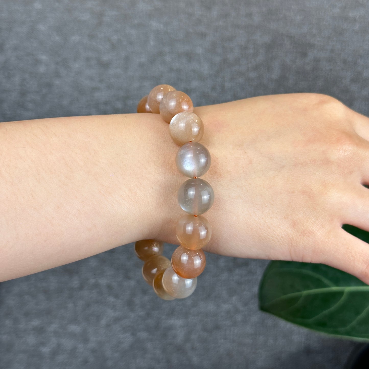 Peach Sunstone Moonstone Bracelet Size 13 mm