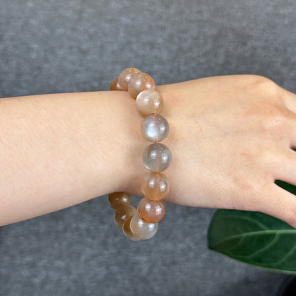 Peach Sunstone Moonstone Bracelet Size 13 mm