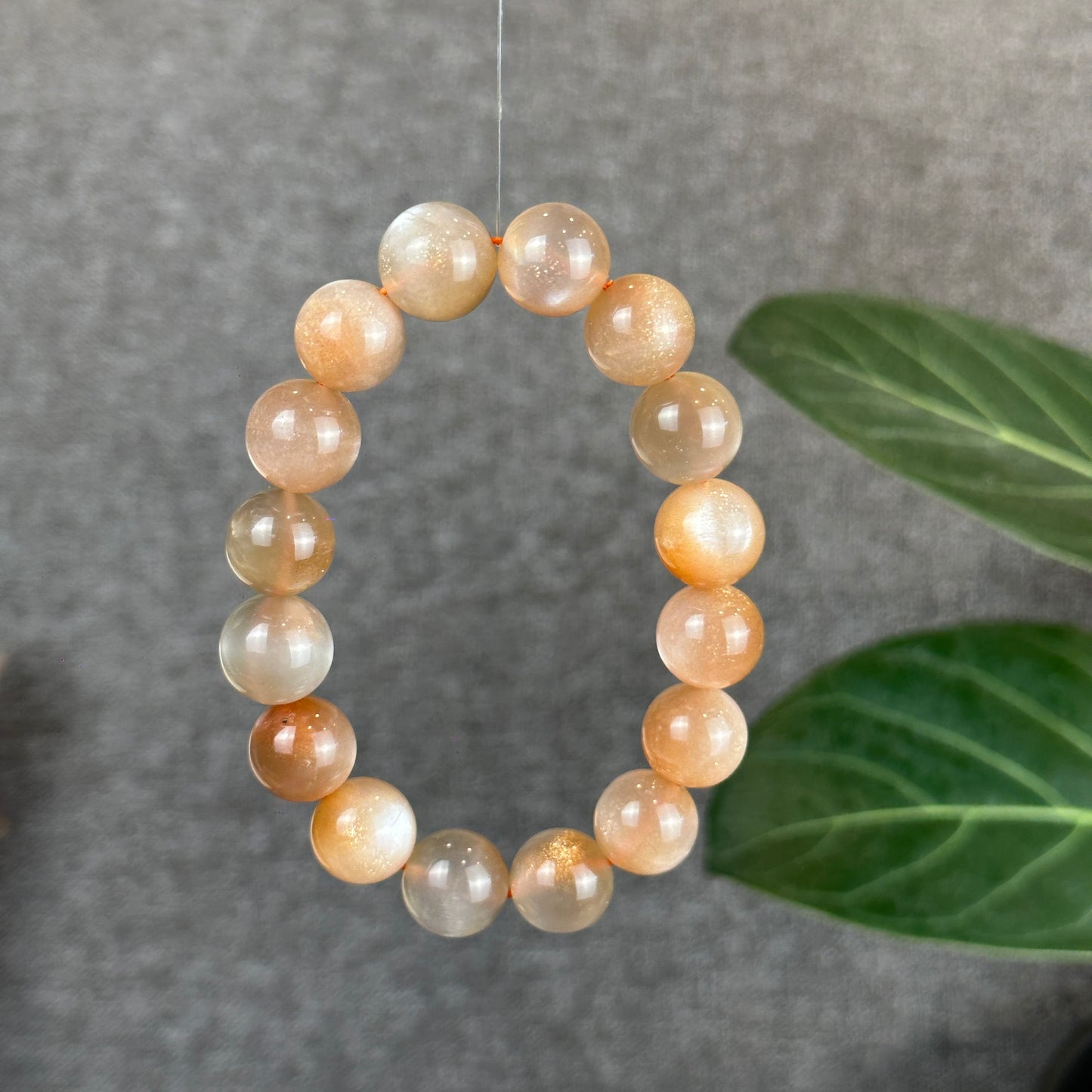 Peach Sunstone Moonstone Bracelet Size 13 mm