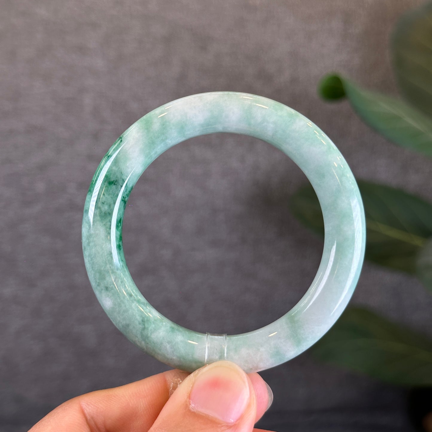 Bright Green Lotus Jadeite Jade Bangle Chopstick Style Size 51 mm with Gem Review Certificate