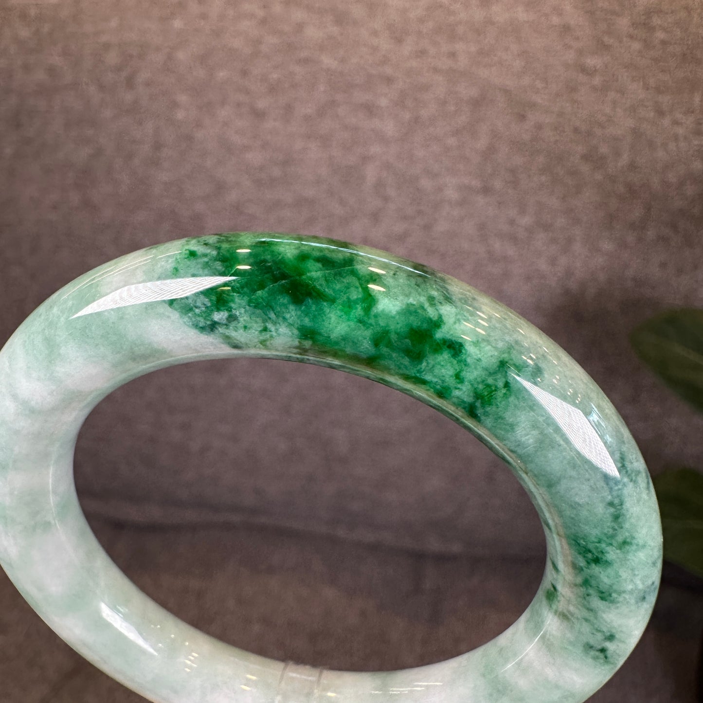 Bright Green Lotus Jadeite Jade Bangle Chopstick Style Size 51 mm with Gem Review Certificate