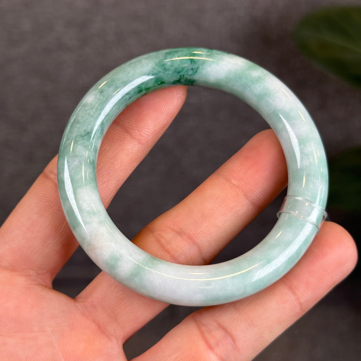 Bright Green Lotus Jadeite Jade Bangle Chopstick Style Size 51 mm with Gem Review Certificate