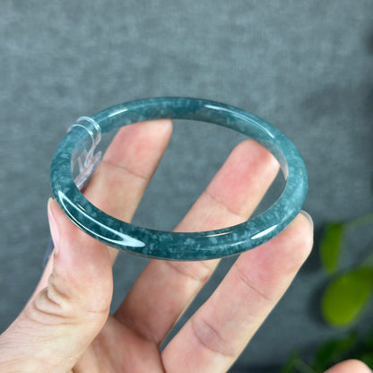 Water Green Natural Jadeite Jade Bangle Thin Leaf Style Size 60.8 mm