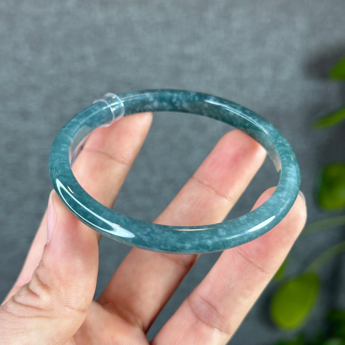 Water Green Natural Jadeite Jade Bangle Thin Leaf Style Size 60.8 mm