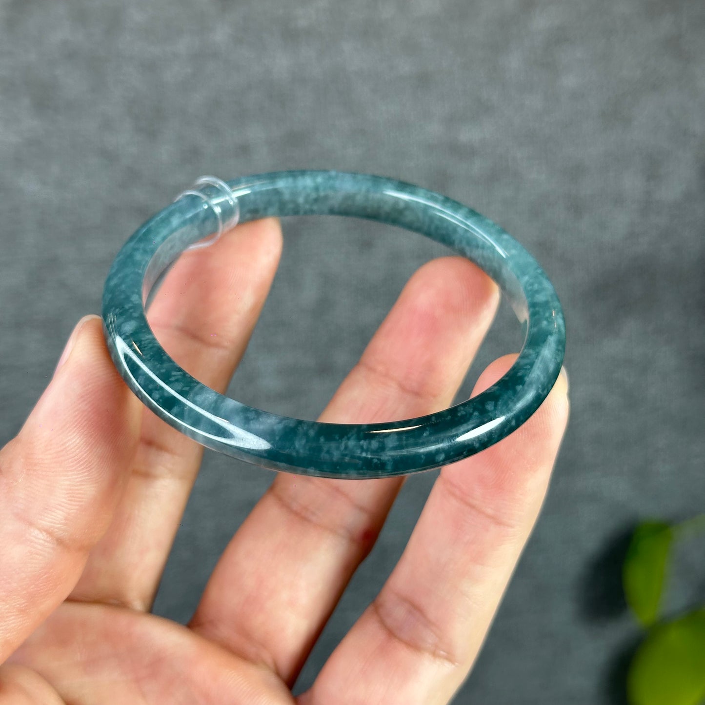 Water Green Natural Jadeite Jade Bangle Thin Leaf Style Size 55.5 mm