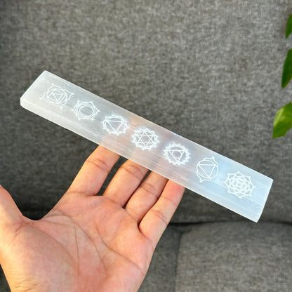 Natural Selenite 7 Chakra Slab